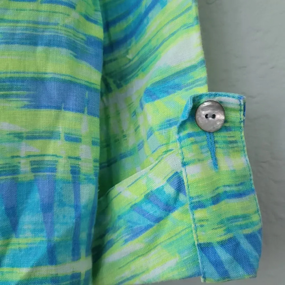 Ruby Rd. Women's Button-Up Shirt Size 1X Multicolor 100% Linen Roll Tab Sleeves - Picture 4 of 9